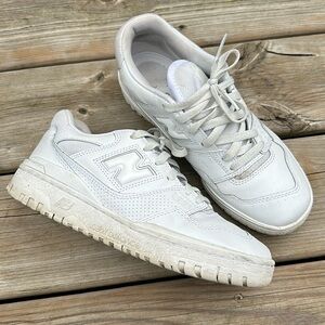 All white new balance 550 in hardly worn condition
